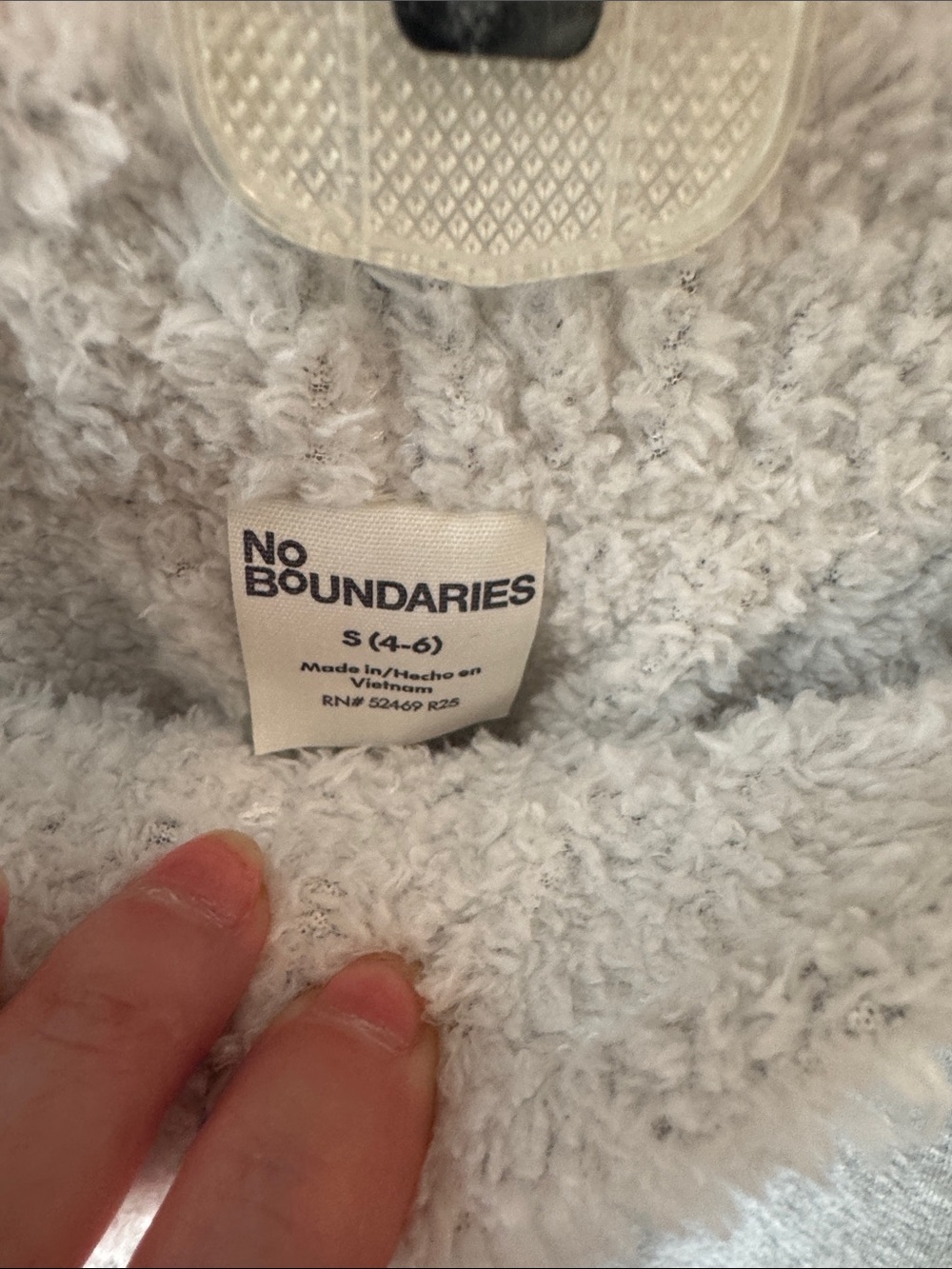 No Boundaries Gray Fleece Jogger Pants with Cream Waistband - Picture 2 of 5